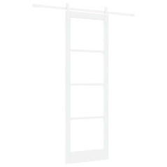 vidaXL Porta Scorrevole con Set di Accessori 'ORKDAL'Bianca in Legno Massello e Vetro