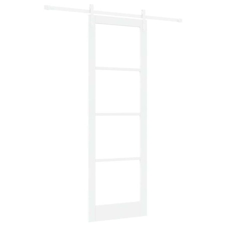 vidaXL Porta Scorrevole con Set di Accessori 'ORKDAL'Bianca in Legno Massello e Vetro