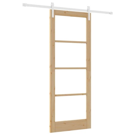 porta scorrevole vidaXL con set di ferramenta 'ORKDAL'legno massiccio e vetro