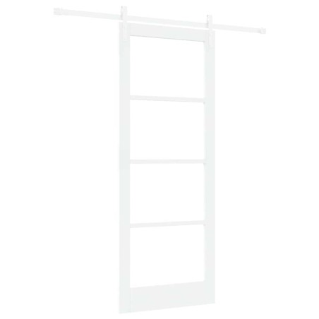porta scorrevole vidaXL con set di accessori 'ORKDAL'Bianco Legno Massello e Vetro