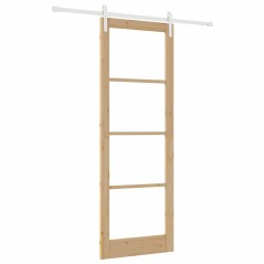 vidaXL Porta scorrevole con set hardware "ORKDAL" Legno massello e vetro