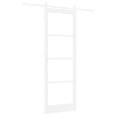 porta scorrevole vidaXL con set hardware 'ORKDAL'in legno massello bianco e vetro