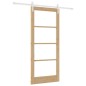 Porta Scorrevole vidaXL con Set Hardware 'ORKDAL'Legno Massello e Vetro
