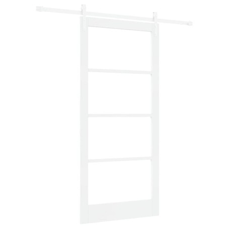 vidaXL Porta Scorrevole con Set Hardware 'ORKDAL'Legno Massello Bianco e Vetro