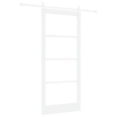 Porta Scorrevole vidaXL con Set Hardware "ORKDAL" Bianca in Legno Massello e Vetro