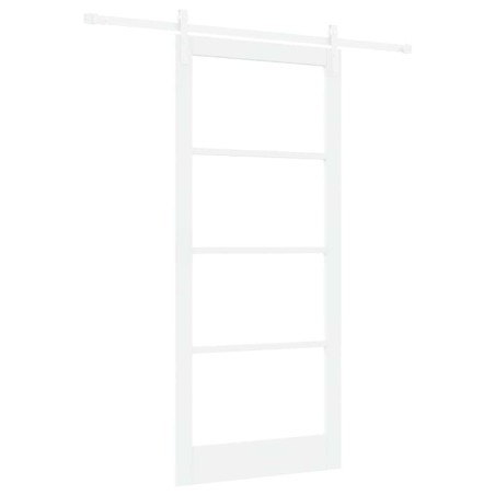 Porta Scorrevole vidaXL con Set Hardware "ORKDAL" Bianca in Legno Massello e Vetro