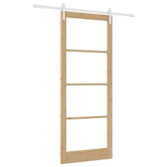 vidaXL Porta Scorrevole con Set di Ferramenta 'ORKDAL'Legno Solido & Vetro