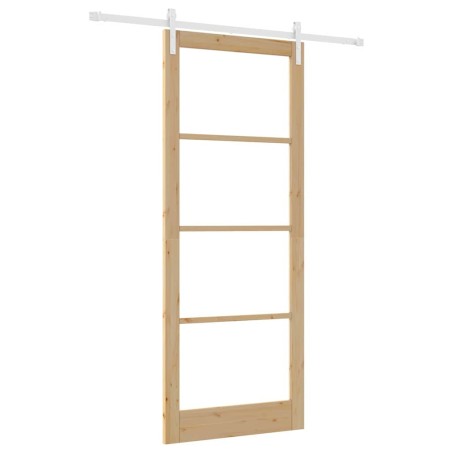 vidaXL Porta Scorrevole con Set di Ferramenta 'ORKDAL'Legno Solido & Vetro
