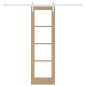 Porta Scorrevole vidaXL con Set di Ferramenta 'ORKDAL'Legno Massello & Vetro
