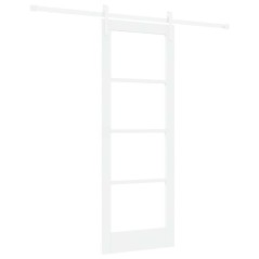vidaXL Porta Scorrevole con Set di Ferramenta 'ORKDAL'Bianco in Legno Massello & Vetro