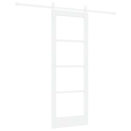 vidaXL Porta Scorrevole con Set di Ferramenta 'ORKDAL'Bianco in Legno Massello & Vetro