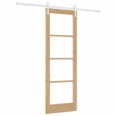 vidaXL Porta Scorrevole con Set di Hardware 'ORKDAL'Legno Massiccio e Vetro