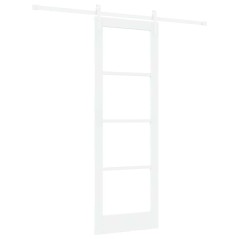 Porta Scorrevole vidaXL con Set di Hardware 'ORKDAL'Legno Bianco Massello e Vetro