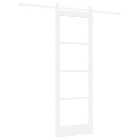 Porta Scorrevole vidaXL con Set di Hardware 'ORKDAL'Legno Bianco Massello e Vetro