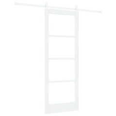 vidaXL Porta Scorrevole con Set Di Ferramenta "ORKDAL" Bianco in Legno Massiccio e Vetro