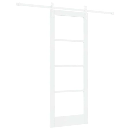 vidaXL Porta Scorrevole con Set Di Ferramenta "ORKDAL" Bianco in Legno Massiccio e Vetro
