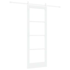 vidaXL Porta Scorrevole con Set di Ferramenta "ORKDAL" Bianca in Legno Massello e Vetro