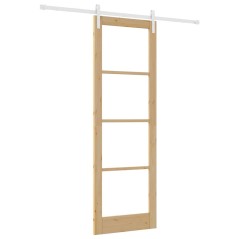porta scorrevole vidaXL con set hardware 'ORKDAL'in legno massiccio e vetro