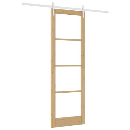 porta scorrevole vidaXL con set hardware 'ORKDAL'in legno massiccio e vetro