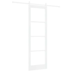 vidaXL Porta Scorrevole con Set di Ferramenta 'ORKDAL'Legno Bianco Solido e Vetro