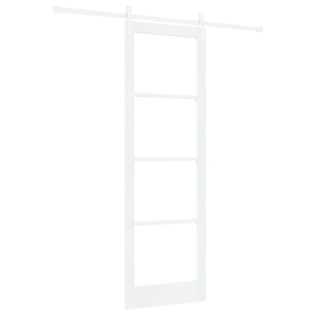 vidaXL Porta Scorrevole con Set di Ferramenta 'ORKDAL'Legno Bianco Solido e Vetro