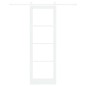 vidaXL Porta Scorrevole con Set di Ferramenta 'ORKDAL'Legno Bianco Solido e Vetro