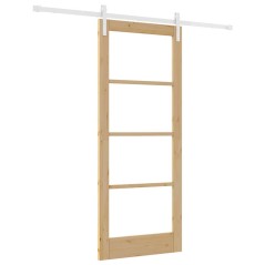 vidaXL Porta Scorrevole con Set di Hardware 'ORKDAL'Legno Massello e Vetro