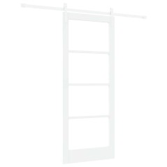 vidaXL Porta Scorrevole con Set di Fissaggi 'ORKDAL'Legno Massello Bianco e Vetro