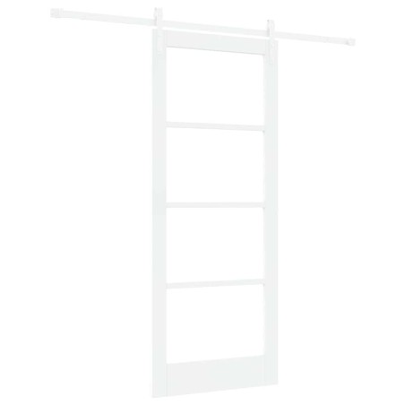 vidaXL Porta Scorrevole con Set di Fissaggi 'ORKDAL'Legno Massello Bianco e Vetro