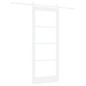 vidaXL Porta Scorrevole con Set di Fissaggi 'ORKDAL'Legno Massello Bianco e Vetro