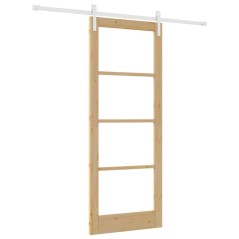 Porta Scorrevole vidaXL con Set di Ferramenta 'ORKDAL'Legno Massello e Vetro