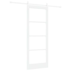 Porta Scorrevole vidaXL con Set Hardware "ORKDAL" Bianca Legno Massiccio e Vetro