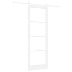 vidaXL Porta scorrevole con set di hardware 'ORKDAL'Bianco in legno solido e vetro