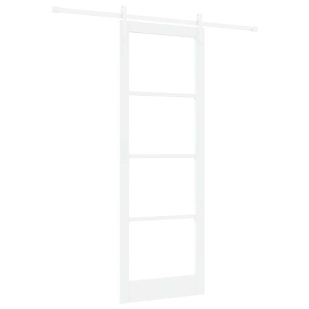 vidaXL Porta scorrevole con set di hardware 'ORKDAL'Bianco in legno solido e vetro
