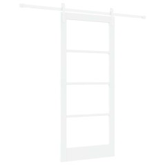 Porta Scorrevole vidaXL con Set Hardware "ORKDAL" Legno Solido Bianco & Vetro