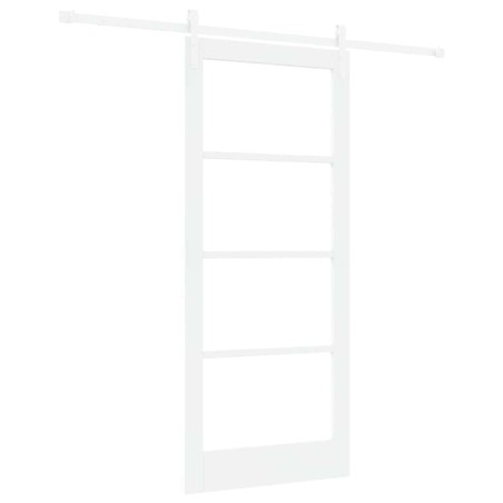 Porta Scorrevole vidaXL con Set Hardware "ORKDAL" Legno Solido Bianco & Vetro
