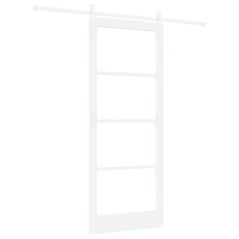 porta scorrevole vidaXL con set di accessori 'ORKDAL'in legno massello bianco e vetro