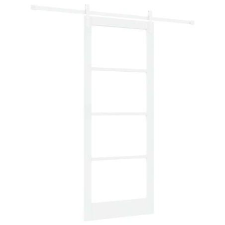 porta scorrevole vidaXL con set di accessori 'ORKDAL'in legno massello bianco e vetro