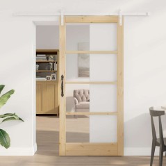 vidaXL Porta Scorrevole con Set Hardware 'ORKDAL'Legno Massello e Vetro