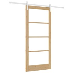 vidaXL Porta Scorrevole con Set Hardware 'ORKDAL'Legno Massello e Vetro