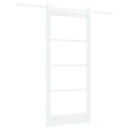 Porta Scorrevole vidaXL con Set di Ferramenta 'ORKDAL'Legno Massello Bianca & Vetri