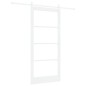 Porta Scorrevole vidaXL con Set di Ferramenta 'ORKDAL'Legno Massello Bianca & Vetri