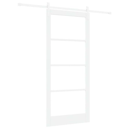 Porta Scorrevole vidaXL con Set di Hardware 'ORKDAL'Bianco Legno Massiccio e Vetro