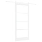 Porta Scorrevole vidaXL con Set di Hardware 'ORKDAL'Bianco Legno Massiccio e Vetro