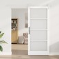 Porta Scorrevole vidaXL con Set di Hardware 'ORKDAL'Bianco Legno Massiccio e Vetro