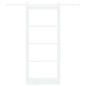 Porta Scorrevole vidaXL con Set di Hardware 'ORKDAL'Bianco Legno Massiccio e Vetro