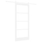 Porta Scorrevole vidaXL con Set di Hardware 'ORKDAL'Bianco Legno Massiccio e Vetro
