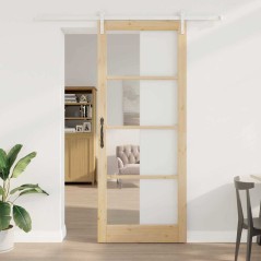 vidaXL Porta Scorrevole con Set di Accessori 'ORKDAL'Legno Solido e Vetro