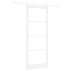 Porta Scorrevole vidaXL con Set Hardware 'ORKDAL'Bianca Legno Massello & Vetro