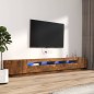 Set Mobili TV 3pz con Luci LED Rovere Fumo in Legno Multistrato Set Mobili TV 3pz con Luci LED Rovere Fumo in Legno Multistrato